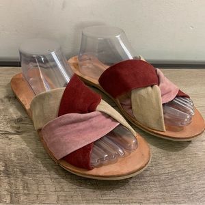 FREE PEOPLE Rose Beige Pink Suede RIO VISTA Slip On SLIDE Flat SANDALS  41
